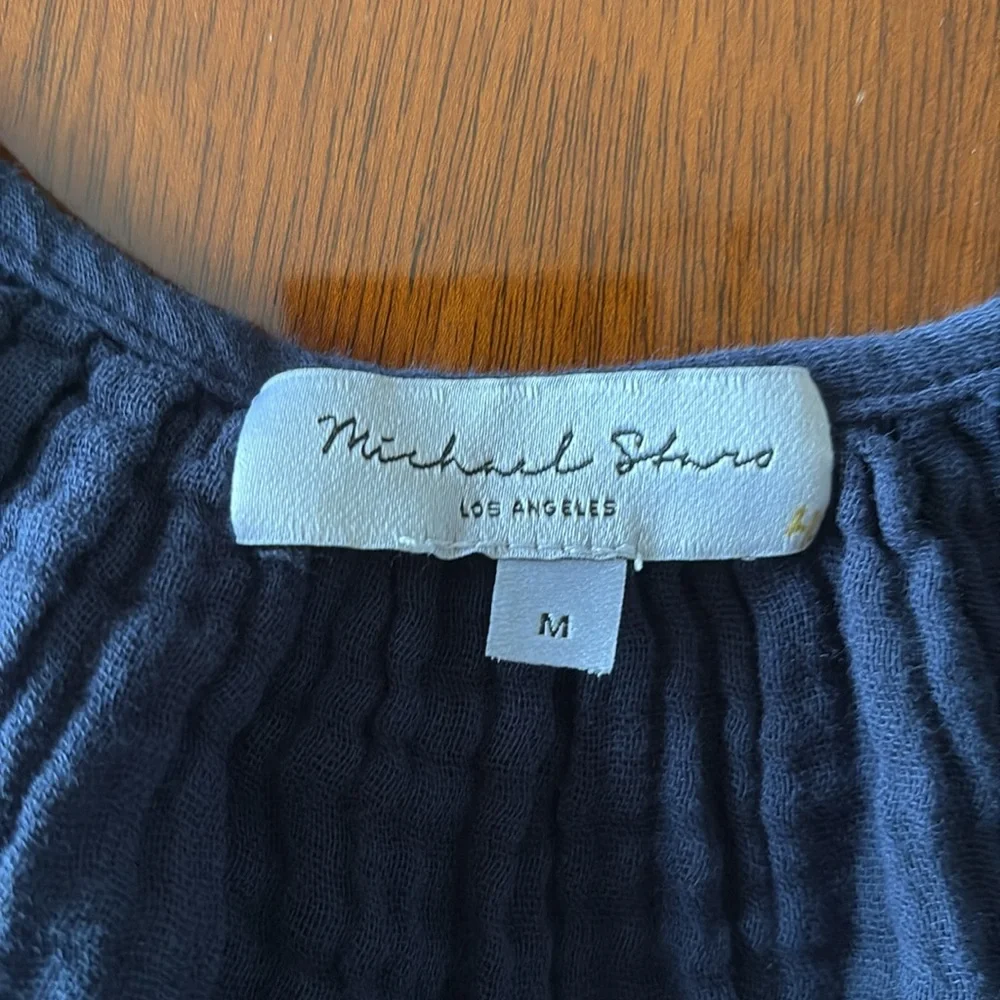 NWOT Michael Stars Navy Katelyn Lined Gauze 100% Cotton V Neck Dress-  Size M - Picture 5 of 8